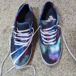 Galaxy vans low top. Pink purple white blue green